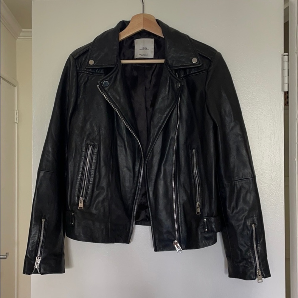 Mango Leather Biker Jacket (Size S, fits like M)